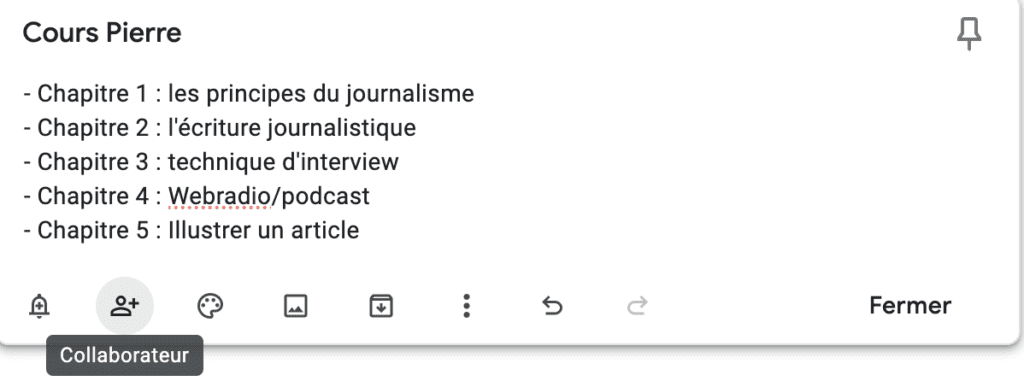 Le partage de notes sur Google Keep 