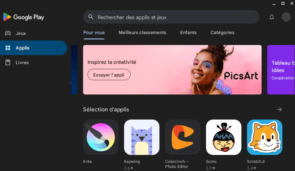 Google Play interface