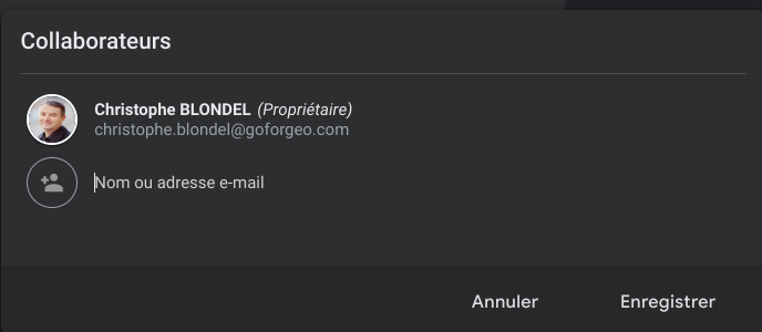 Google Keep : renseigner le nom ou l'adresse e-mail