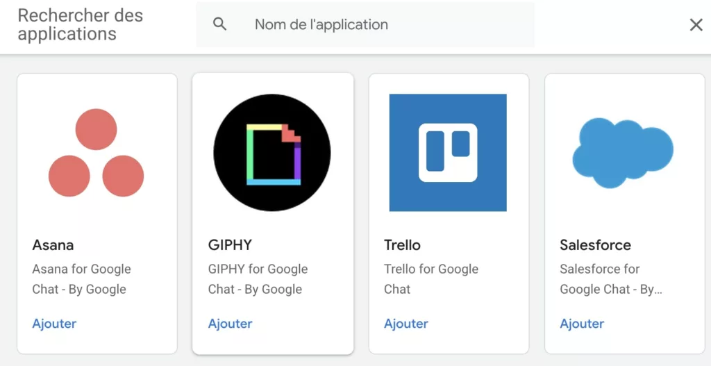 Les applications de Google Chat