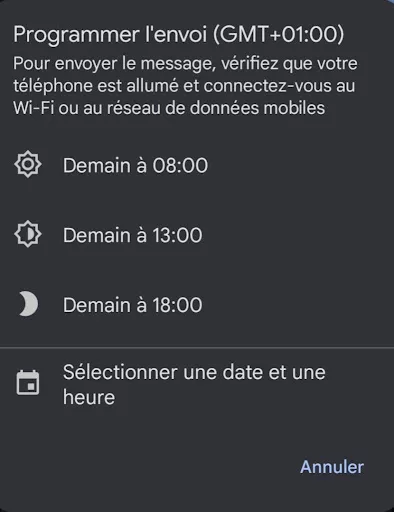 La planification de messages sur Google Messages 