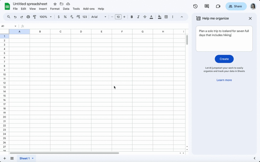 Aide-moi à orgniser de Google Sheets