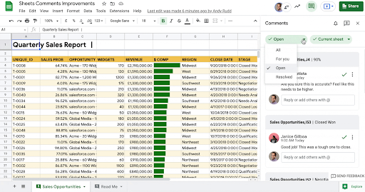 Appliquer les filtres Google Sheets