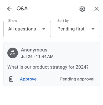 La modération des Q&A sur Google Meet