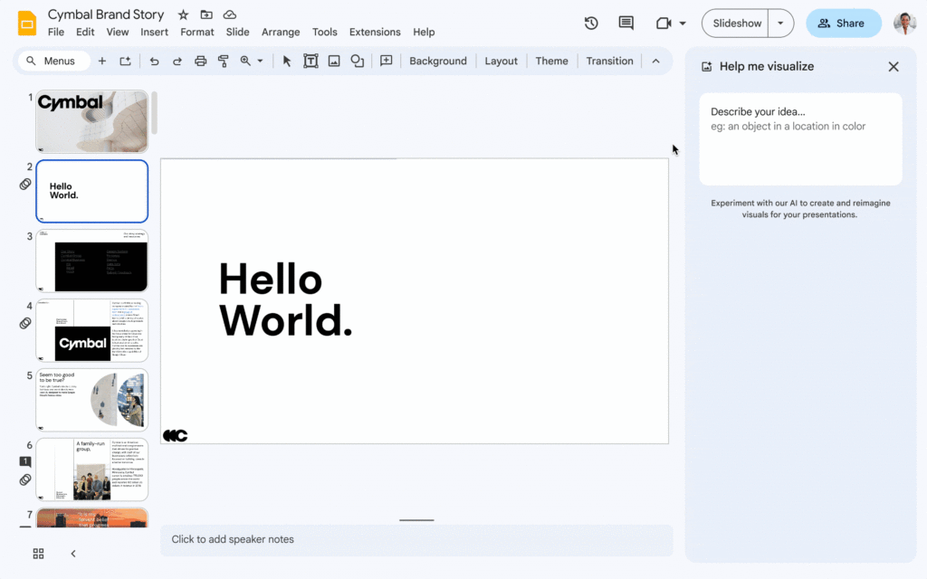 Duet AI pour Google Workspace dans Google Slides