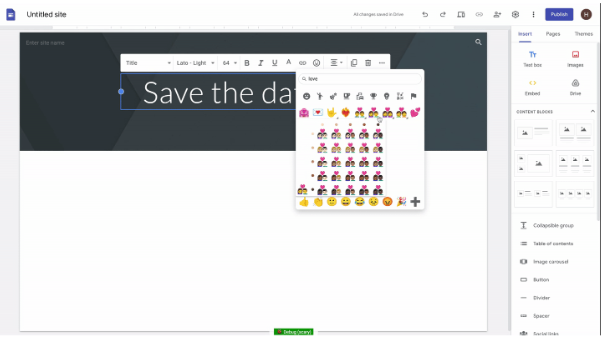 Emojis Google Sites