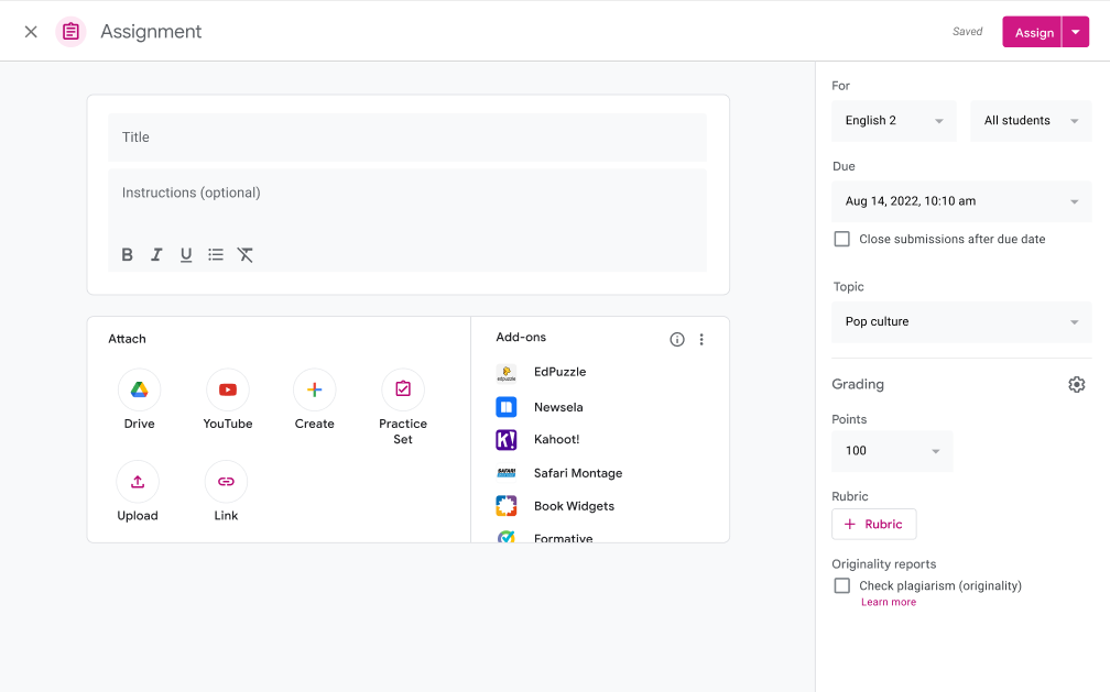 Désactiver les soumissions après une date limite dans Google Classroom