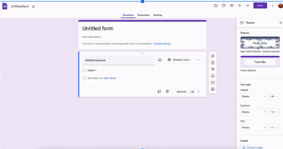 Exemple de thèmes dans Google Forms