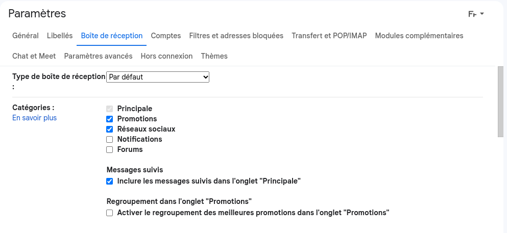 Personnaliser sa boite de réception Gmail