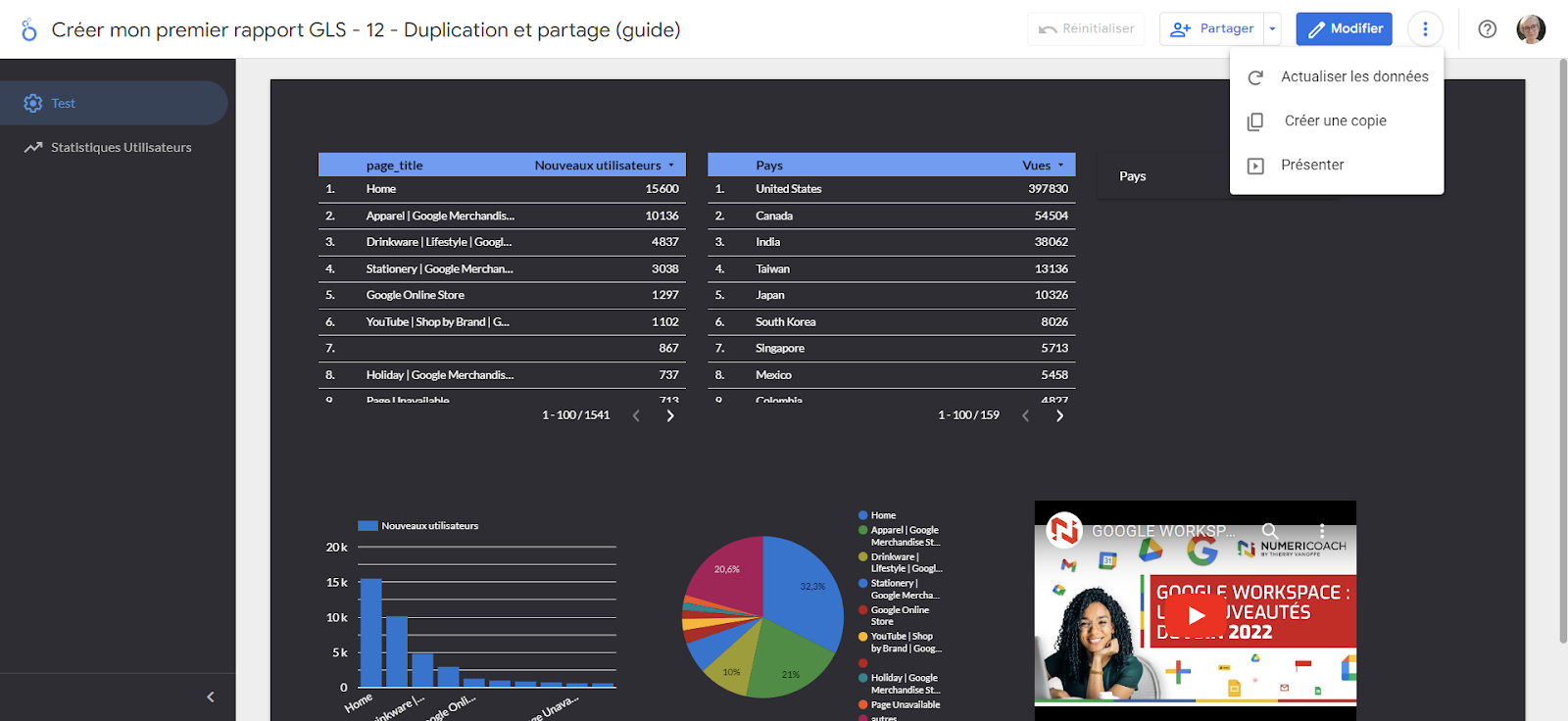 Créer copie d'un rapport Looker Studio (template)