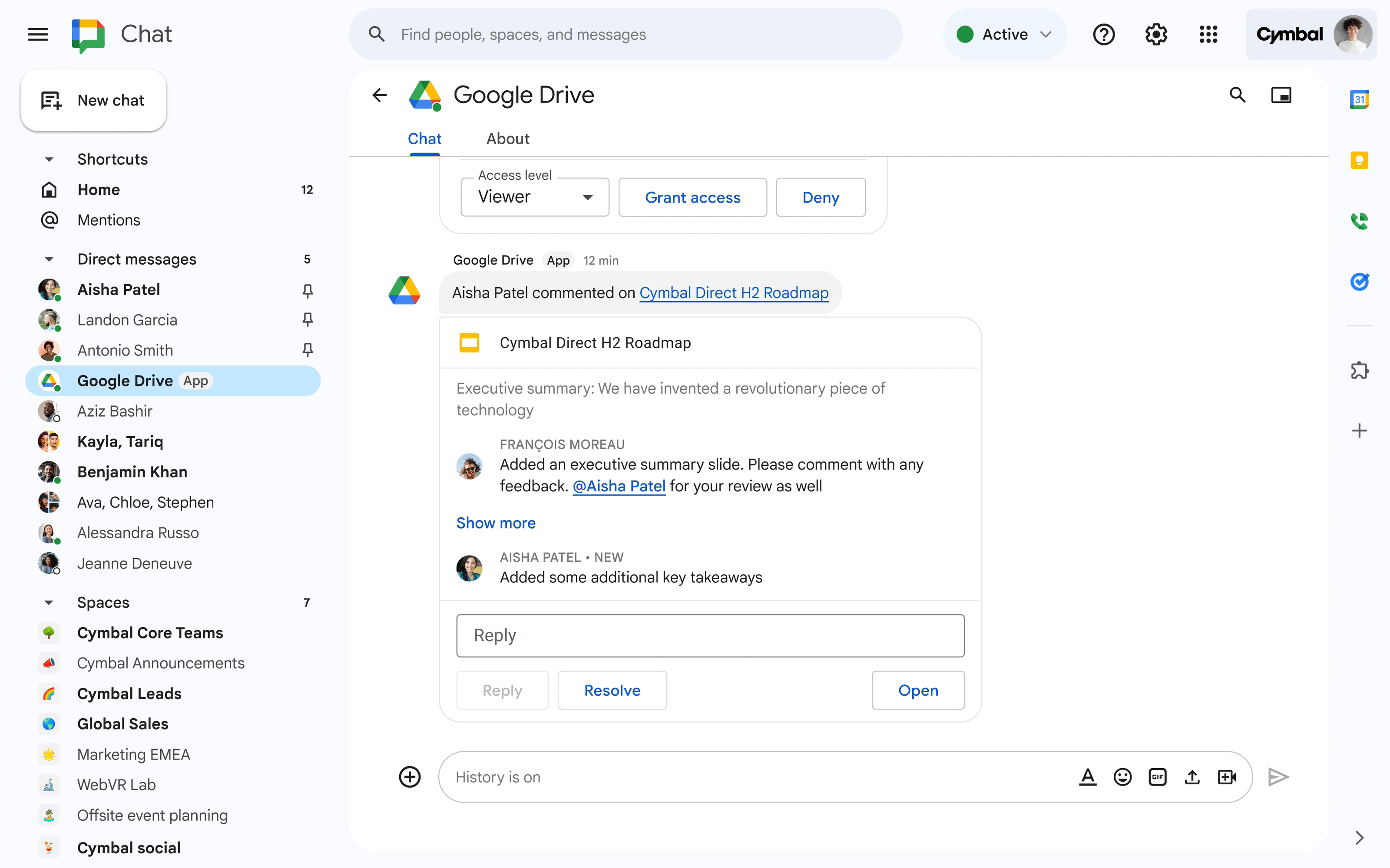 Intégration de Google Drive dans Google Chat