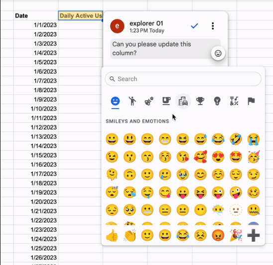 Réagir en emojis aux commentaires sur Google Sheets