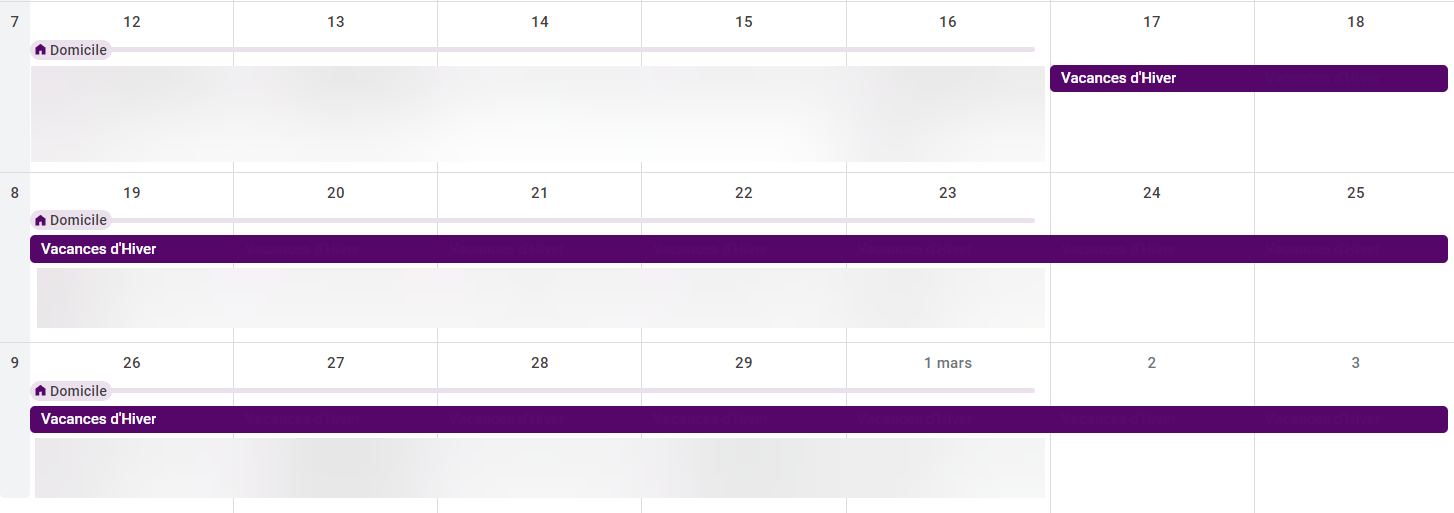 Calendrier de vacances scolaire de la zone A.