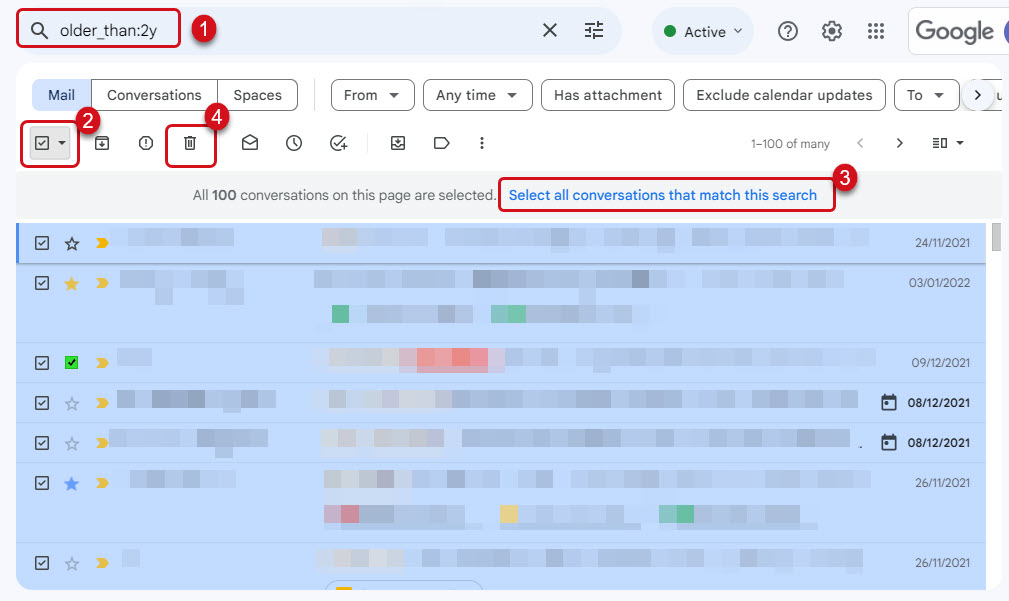 Nettoyage des anciens messages dans Gmail