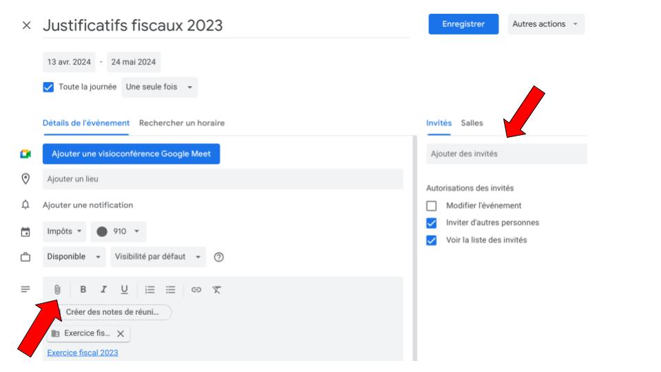 Créer un événement sur Google Agenda