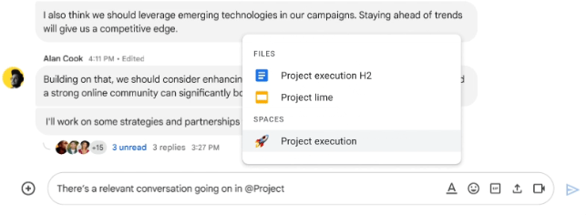 Partager des puces intelligentes d'espaces dans Google Chat