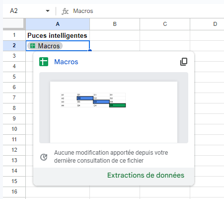 Les puces intelligentes dans Google Sheets