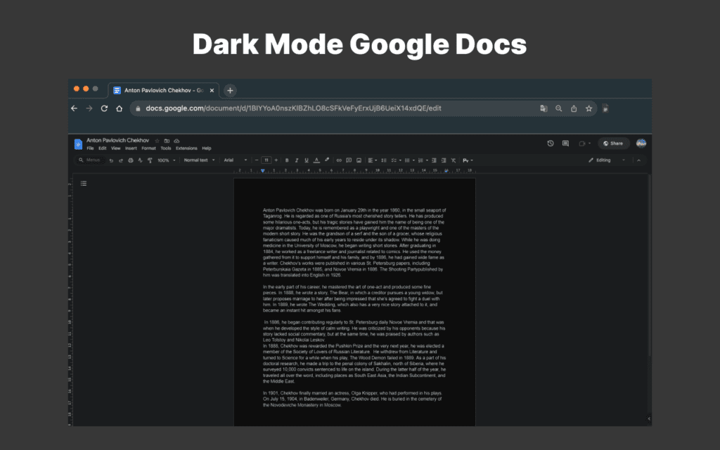 Dark Mode Google Docs.