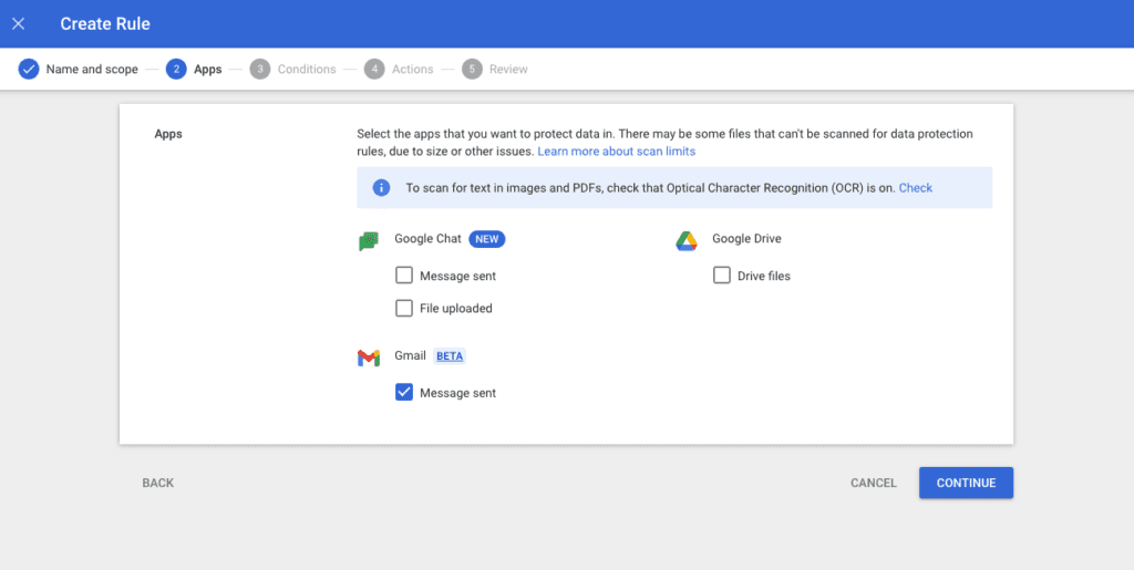 Créez des politiques de protection des données pour Gmail aux côtés de Drive et Chat
