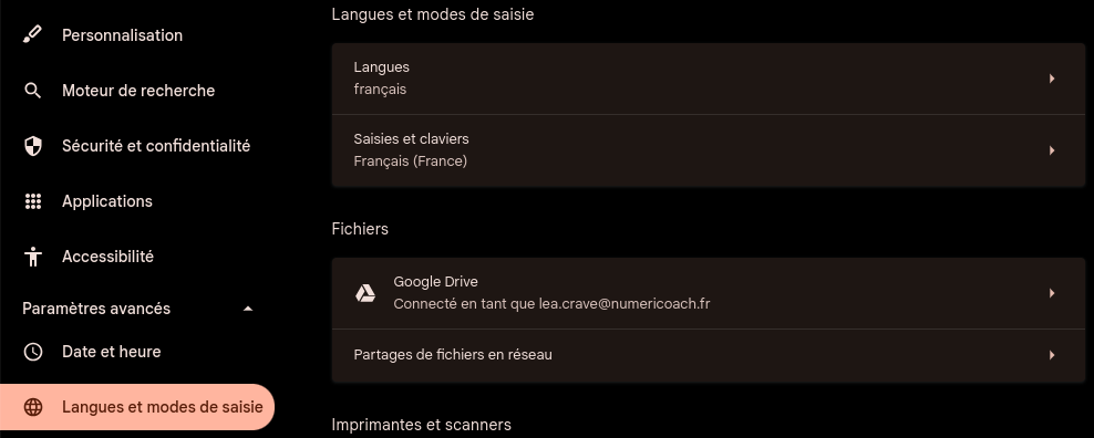 Configurer les paramètres de langue et de saisie CHromeOS