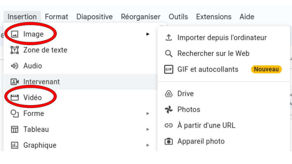 Insérer des images et des vidéos sur Google Slides