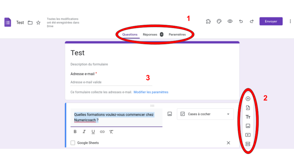 L'interface Google Forms