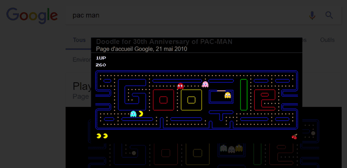 Le jeu Pac-Man sur Google.