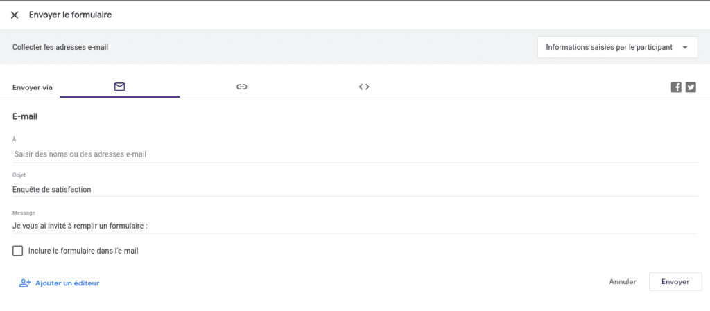 Partager le Google Forms