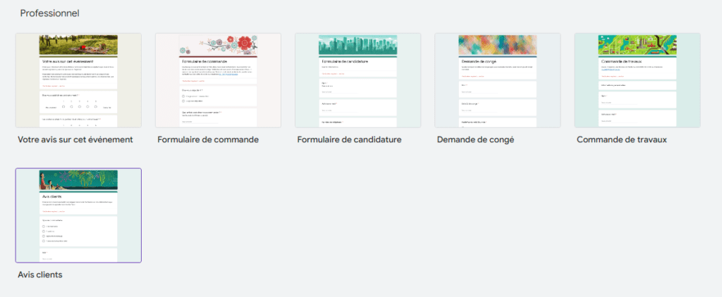 La galerie de modèles Google Forms