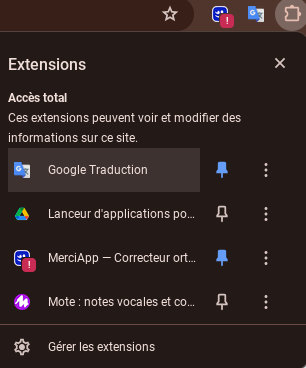 Gérer les extensions ChromeOS