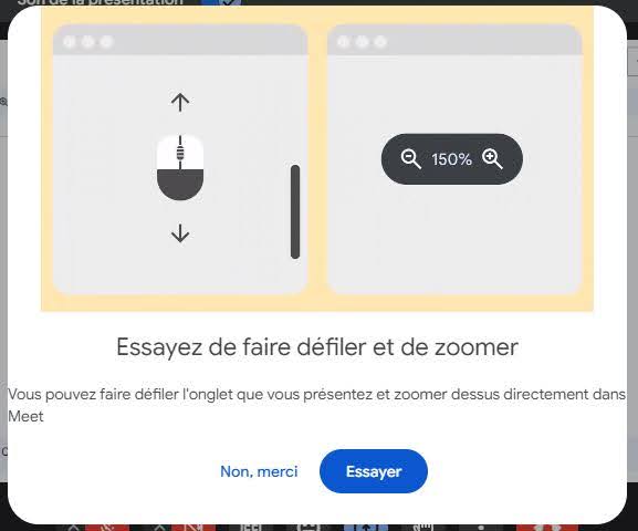 Faites défiler et zoomez lors d'une présentation Google Meet