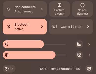 Activer, désactiver la Wifi et le Bluetooth