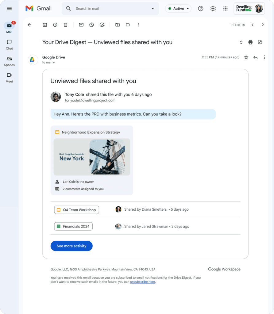 Notifications par mail pour les Drive Partagés