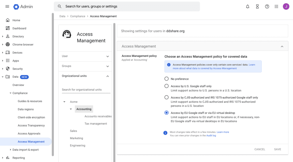 Google Workspace : nouveaux contrôles de gestion des accès en Europe