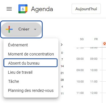 l'option "Disponibilité" dans Google Agenda