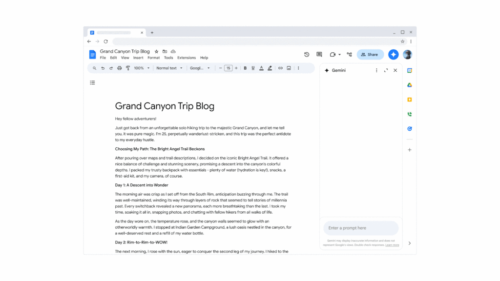 Gemini sur Google Docs