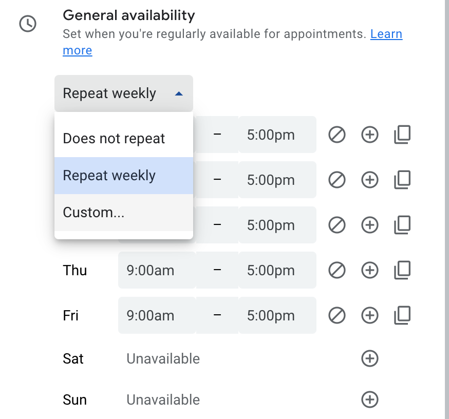 Google Agenda : récurrence personnalisée pour les planning de rdv