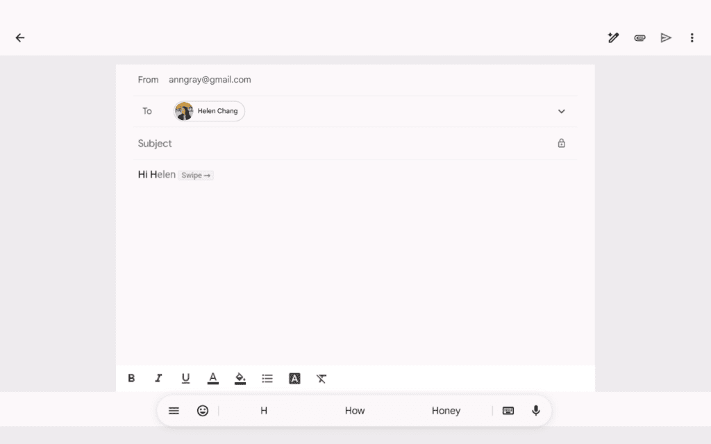 Smart compose dans l'application Gmail et Chat