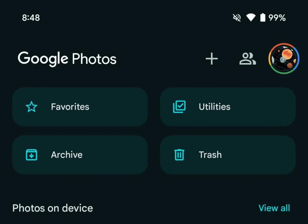 L'affichage actuel de Google Photos.