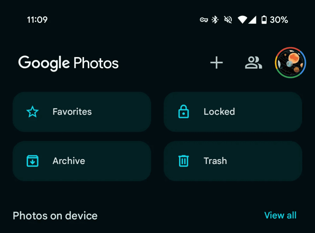 L'affichage après mise à jour de Google Photos.