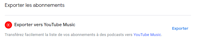 Exporter vers YouTube Music.