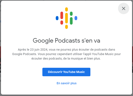 Fin de Google podcasts.