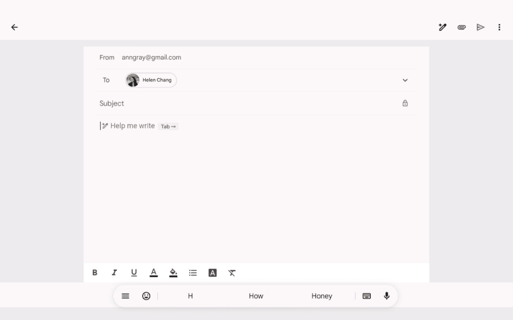 Nouvelle barre de formatage dans l'application Gmail