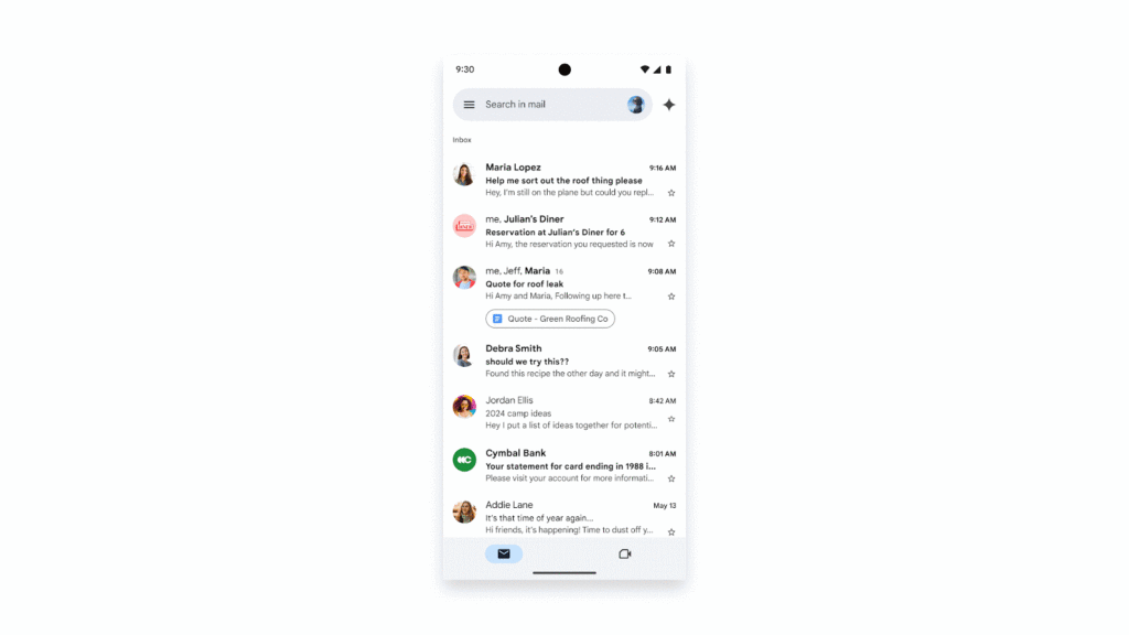 Gemini dans Gmail sur mobile