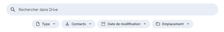 Filtres dans Google Drive.