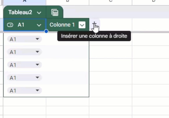 Ajouter des lignes ou des colonnes avec les nouveaux tableaux Sheets.