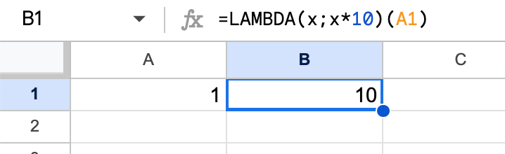 Décupler un nombre avec la fonction Lambda.