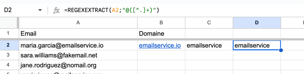 Regex pour extraire les noms de domaine