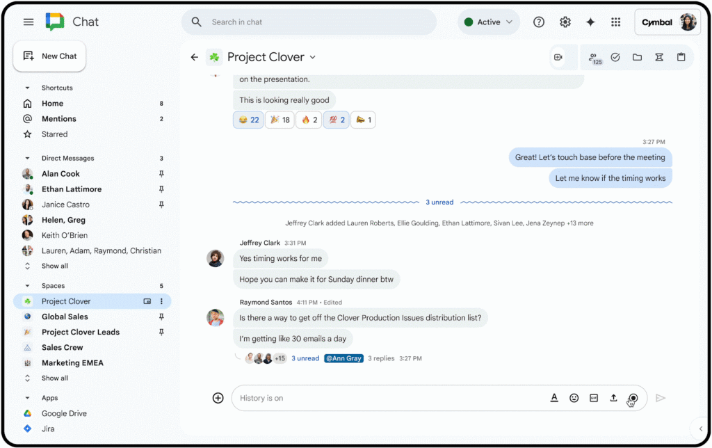 Messages vidéos dans google Chat