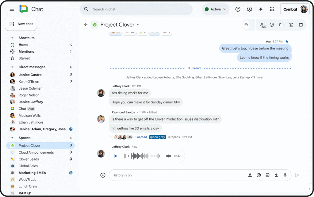 Transcription message audio sur Google Chat